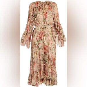 Zimmermann Mercer silk georgette floral flutter floating dress size 1 (us6)